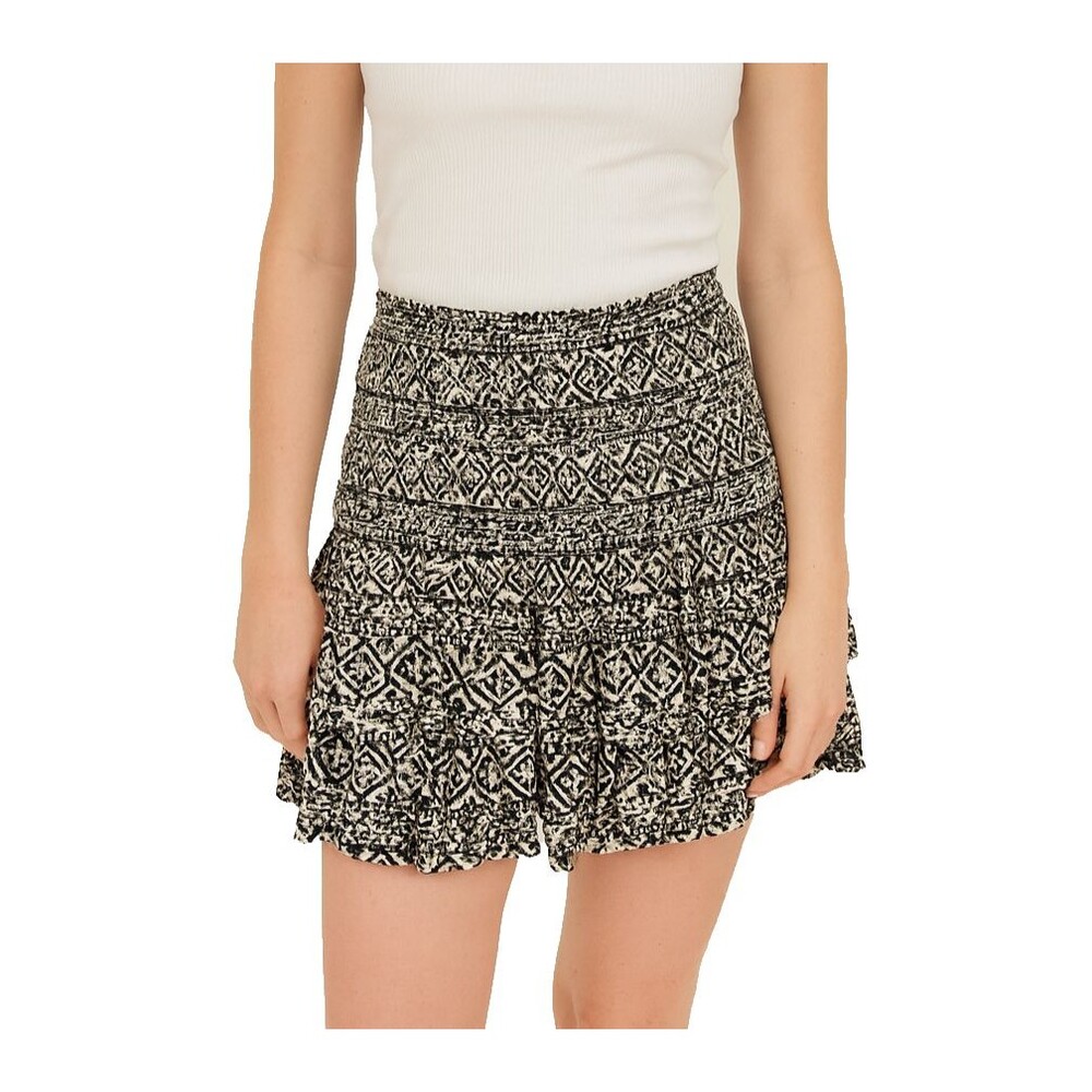 Lauren Ralph Lauren Tiered Smocked Ruffle Womens Skirt Sz 4 Black White Whimsy
